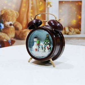 New Arrivals Christmas Decorations Snowman <b>Clock</b> Glitter Water <b>Led</b> Lantern Battery Warm White Home Table Decoration Lights - Product Image 4