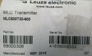 Juego de 2 TRANSMISORES LEUZE MLC500T30-600 23-1/2" 68000306 220V China - Product Image 4