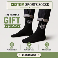 Chaussettes Super Papa pour Hommes, Cadeau Fête des Pères, Logo Personnalisé, Tricotées Noires, Calcetines, Anniversaire, Fêtes, Vente en Gros, Chaussettes Personnalisées en Gros