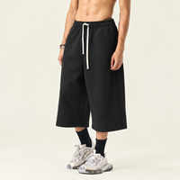 Pantalon de survêtement Capri large en molleton mélangé de coton pour homme, coupe droite, style streetwear, faible MOQ, en gros, stock prêt, pas cher
