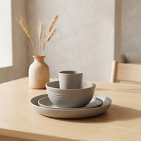 Ensemble de couverts en paille de blé réutilisables, assiettes empilables, bols, tasses, vaisselle, passe au lave-vaisselle, pour la famille, usage quotidien, logo personnalisé