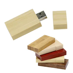 Logo Rectangle Wooden USB 2.0/3.0 Flash Drive 4GB 8GB 16GB 32GB 64GB 128GB-1TB Capacity for Business Office Promotion Gifts