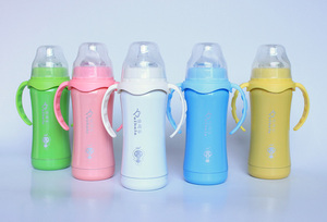 Biberón Ecológico de Doble Pared que Mantiene el Agua Caliente, Bonito Biberón con Silicona y Libre de BPA con Asa - Product Image 3