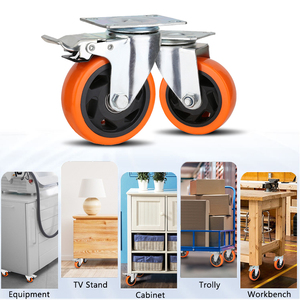 Roues pivotantes robustes de 100 mm avec frein total, roulement à billes et placage électrophoretique pour chariots - Product Image 6