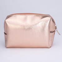 Trousse de maquillage à fermeture éclair grande capacité imperméable en cuir PU pour femme portable dorée brillante sac à maquillage pour femme sac cosmétique