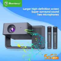 Projecteur portable HT30 3D HD 2K Android 13 120 Lumens avec système de karaoké double micro intégré, appareil de divertissement Home Cinéma pour