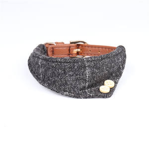 Collar ajustable de cuero para perros y gatos, bufanda a cuadros, accesorios para perros - Product Image 1