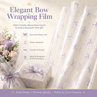 Film d'emballage élégant Grace avec motif floral violet imprimé à l'encre, papier d'emballage imperméable pour bouquet