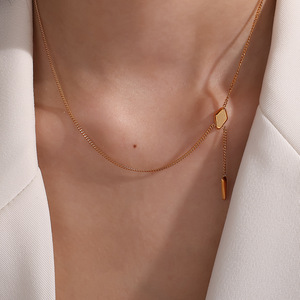 Collier élégant en or pour femmes, pendentif géométrique, chaîne de clavicule, bijoux à la mode, cadeau pour occasion XL435G - Product Image 4