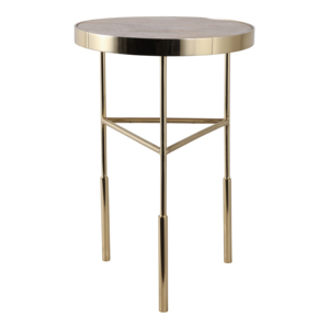 Elegant Pedestal Cocktail <b>Table</b> <b>Round</b> Top With Raised Rim <b>Gold</b> Finish <b>Side</b> <b>Table</b> For Living Room Or Bedroom - Product Image 1