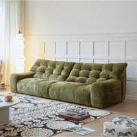 Französische Mid-Century Style Chenille Olivgrüner Bär Stoff Schnitts ofa Set Hohe Rückenlehne Wolke Wohnzimmer Neuankömmling