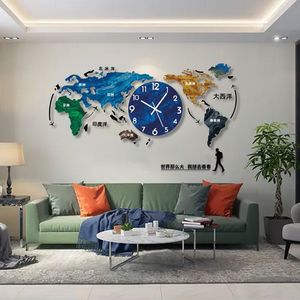 Relojes de pared digitales acrílicos decorativos de pared de 74x34cm reloj Led inteligente con forma de mapa del mundo creativo con calendario - Product Image 4