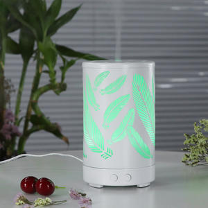 <b>Feather</b> Pattern Aroma Diffuser 100ml Ultrasonic Humidifier With Led Light For Home Use White - Product Image 3