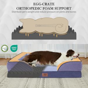 Lussuoso Letto per Cani Grande con Copertura Rimovibile Impermeabile in Finta Pelliccia, Imbottitura in Schiuma a Nido d'Ape, Ortopedico, Protettivo, Pieghevole - Product Image 3