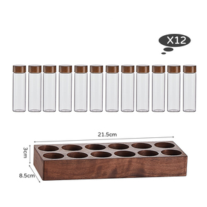 Glass <strong>test</strong> Tube Tea Coffee Beans <strong>Nuts</strong> Dried Fruit Borosilicate Glass Storage Jars with Display Shelf - Product Image 1