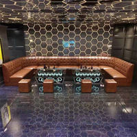 Luxy Fancy LED Light Bar en verre Table de salon avec barre de Table basse noire KTV Discothèque Meubles en cuir Canapé en forme de U