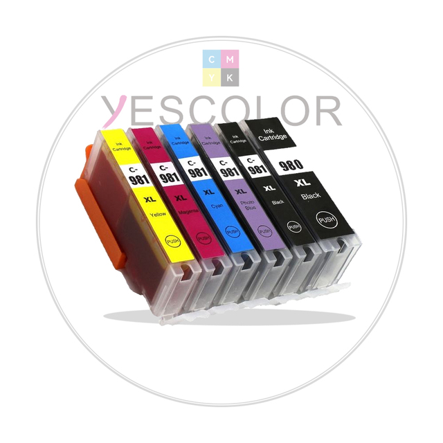 Yescolor Premium Compatible PGI980 CLI981 PGI-980XL CLI-981XL Ink Cartridge for Canon PIXMA TS6290/TS8190/TS8195/TS8290/TS9590