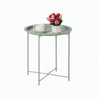 Table d'appoint ronde pliable en métal avec plateau amovible, design nordique moderne