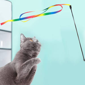 Großhandel heiß bunte Band Charmer für Kätzchen interaktive Katze Regenbogen Zauberstab Spielzeug interaktive Katze Teaser Zauberstab String - Product Image 5