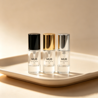 Flacon de parfum en verre à sertir haute pression FEA15 à base épaisse de 3 ml, avec étiquette personnalisée noir et or, échantillon de parfum vide – Vente chaude aux États-Unis