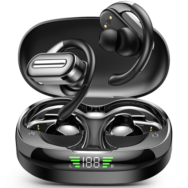 SP36 HIFI Stereo True Wireless Earphones Rotatable Ear Hook Sports Earbuds with Noise Cancelling and Dual Led Battery Display