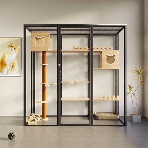 Luxe Mode Chat Villa Cage <span class=keywords><strong>Bois</strong></span> et Métal <span class=keywords><strong>Maison</strong></span> pour Animaux de Compagnie avec Motif Imprimé <span class=keywords><strong>Prix</strong></span> Usine pour Salon pour Lapins - Product Image 3