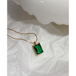 Collier tendance anti-ternissement en or 18 carats, véritable acier inoxydable, bijoux fins, colliers pull en zircon émeraude pour femmes - Product Image 2