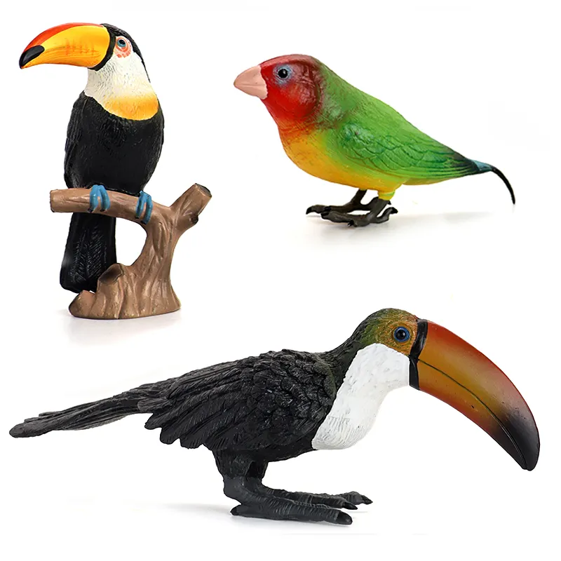 In plastica solido animale scultura giocattolo modello animale africano un finto tucano giocattolo uccelli regali cognitivi per bambini uccello giocattolo