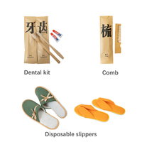 Kit d'articles de toilette jetables de luxe pour hôtels, pantoufles en lin, kit de produits de toilette en papier kraft écologique, logo personnalisé, respectueux de l'environnement