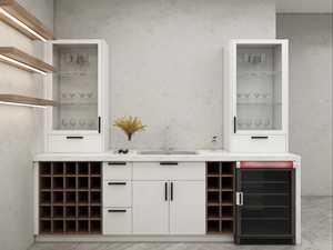 Petite armoire de cuisine moderne en laque blanche, contreplaqué en bois massif, dosseret en granit, plan de travail pour appartement - Product Image 2