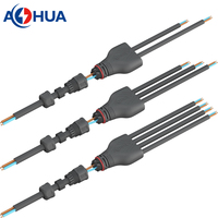 Conector de Alimentación para Controlador a Prueba de Agua con Certificación CE ROHS |   Arnés de Cables AHUA de 2 Pines con Conectores en Y, Terminales de Tornillo, Moldeado, de 1 a 5 Vías