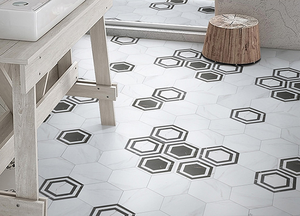 Gạch lục giác màu rắn 200*230 trắng mờ không trượt sàn gạch trong nhà sàn màu đen tường màu xám gạch lục giác - Product Image 3