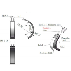 แบตเตอรี่ลิเธียมโพลิเมอร์แบบโค้งวงกลม NH 18mah สำหรับผลิตภัณฑ์อิเล็กทรอนิกส์อัจฉริยะ เช่น สายรัดข้อมืออัจฉริยะ รุ่น 150732  500 รอบการใช้งาน แบบกึ่งแข็ง - Product Image 5