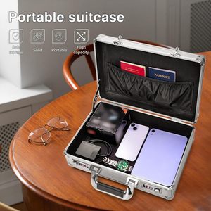 Boîte de rangement organisatrice - 14,2 x 9,4 x 4,5 pouces, boîtes de rangement portables moyennes avec serrures à double combinaison pour passeports - Product Image 6