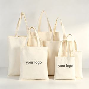 Sacs de courses réutilisables personnalisés en gros avec logo imprimé, sacs fourre-tout en toile de coton blanc uni vierge avec personnalisation - Product Image 1