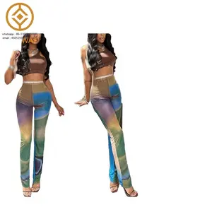 Neue Produktideen 2024 mehrfarbige Slim-Fit-Hosen Damen hohe Taille Skinny-Hose Stretch gestrickte Freizeithose