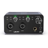 Interfaz de Audio USB LEKATO de 24 bits/192 kHz con Alimentación Phantom XLR de 48 V, Instalación Externa para Grabación en Teléfonos Inteligentes y Computadoras