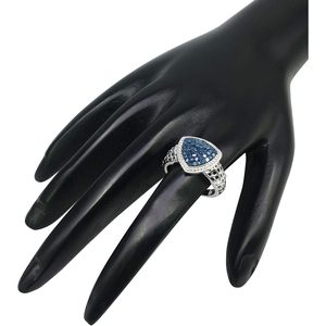 Anillo de Diamantes de 0.54 Quilates, Corte Redondo, Halo Triangular Natural, Plata de Ley 925, Anillo de Boda para Mujer - Product Image 4