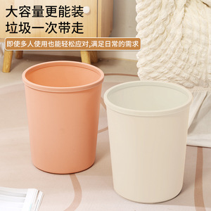 ถังขยะพลาสติกทรงกระบอกเรียบง่ายสีขาวนวลสำหรับใช้ในบ้าน ห้องครัว ห้องนั่งเล่น ห้องนอน ห้องน้ำ - Product Image 3