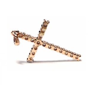 สร้อยคอจี้รูปไม้กางเขนสำหรับผู้หญิงทำจากดอกกุหลาบสีทอง18K ประดับเพชรแท้ธรรมชาติ - Product Image 2