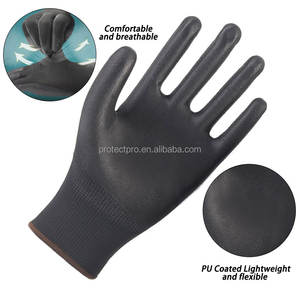 Guantes de trabajo de seguridad antiestáticos industriales con agarre de protección de revestimiento de <span class=keywords><strong>PU</strong></span> transpirable de poliéster baratos al por mayor - Product Image 3