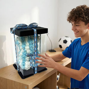 Oso de Rosas Artificiales de Argentina, Color Azul Claro y Blanco, con Cinta de Fútbol para Aficionados al Fútbol, Venta al Por Mayor - Product Image 5