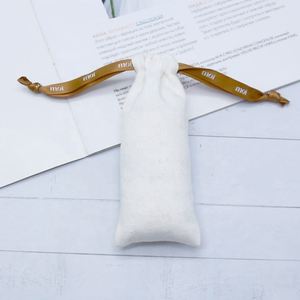 Custom Long Bags <b>Drawstring</b> Necklace Dust Bag Luxury White Cotton Gift <b>Pouch</b> - Product Image 1