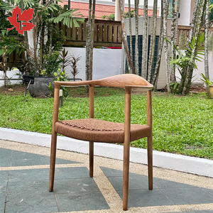 Ghế ăn phòng ăn bằng gỗ nguyên khối mây đan cao cấp, nội thất chất lượng cao, ghế tay vịn gỗ nguyên khối kiểu Kennedy, Hans Wegner - Product Image 5