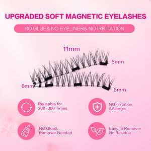 <span class=keywords><strong>3</strong></span>-stufige wieder verwendbare magnetische Wimpern zum Aufdrücken Set 2 Paar hand gefertigte D-magnetische Wimpern pinzette Kein Kleber erforderlich Falsche Wimpern - Product Image 4