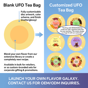 Bolsitas de Té UFO, Té de Frutas <span class=keywords><strong>en</strong></span> Disco, 40 Sabores, Personalizado OEM, Infusión de Frutas Secas, Sandía, Lichi, Limón, <span class=keywords><strong>Jengibre</strong></span>, Sin Cafeína - Product Image 4