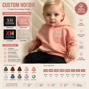 Sudadera con Capucha Personalizada para Bebés, Sudadera para Niños Pequeños 100% Algodón, Sudadera con Capucha para Niños, Logotipo Bordado, OEM ODM, Fábrica de Ropa para Bebés, Venta al por Mayor - Product Image 3