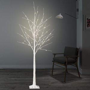 Décoration lumineuse LED en forme de sapin de Noël, éclairage de fêtes intérieur/extérieur, branches blanches de 6 pieds, lumière chaude - Product Image 1