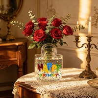 Vase en verre transparent en forme de sac à main, design Art Déco, fait main, grande capacité, créatif, pour arrangement floral, bouquet, décoration intérieure