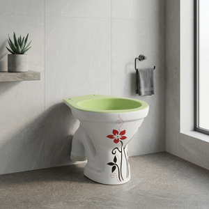 WC européen moderne Vistaar en céramique orange avec siphon S/P, ensemble de toilettes à double chasse à poser au sol, chaise de toilette pour salle de bain - Product Image 4